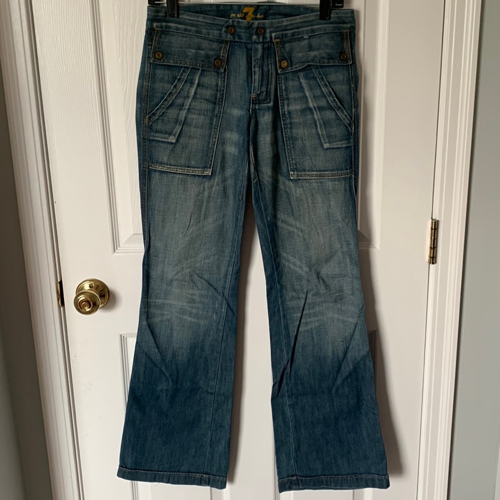 7 Seven of All Mankind Highwaisted Wide Leg Denim Jean Sz 27